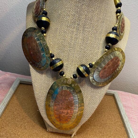 New Tribal brass copper beaded necklace - Picture 2 of 12